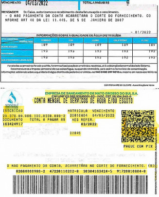 Consumidor pode pagar a fatura de água e esgoto da Sanesul via PIX Consumidor pode pagar a fatura de água e esgoto da Sanesul via PIX