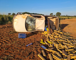 Ao atender ocorrência de acidente, PMR apreende mais de 1t de maconha na MS-040