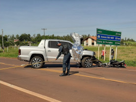 Homem morre após colisão entre moto e camionete em Fátima do Sul
