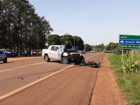 Homem morre após colisão entre moto e camionete em Fátima do Sul