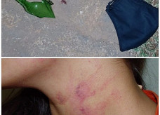 Garrafa quebrada foi usada no crime (Divulgação, PMMS)