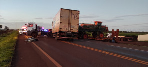 Douradense morre após colisão entre caminhão e carreta na BR-163 em Rio Brilhante