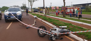 Vídeo: Acidente mata motociclista e deixa ciclista em estado grave em Dourados