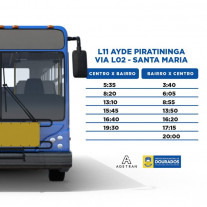 Agetran divulga novos horários de ônibus para os domingos em Dourados