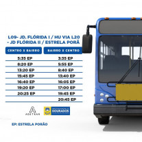 Agetran divulga novos horários de ônibus para os domingos em Dourados