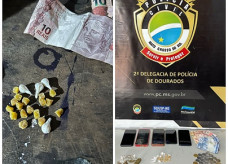 Drogas e demais itens apreendidos com Kauan; Foto: Polícia Civil