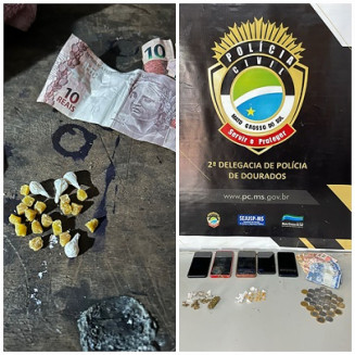 Drogas e demais itens apreendidos com Kauan; Foto: Polícia Civil