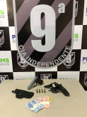 Armas apreendidas com Willian; Foto: Divulgação/Polícia Militar