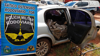 Carro estava às margens da MS-164, em Ponta Porã; Foto: Divulgação/PMR