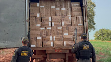 Caminhão baú é apreendido com 40 mil pacotes de cigarros paraguaios na MS-386
