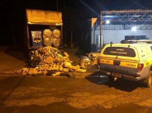 Maconha estava distribuída em quase 28 fardos em carregamento de placas e aquecedores solares (Foto: Divulgação/PMR)