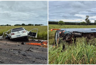 Colisão entre carro e ônibus mata 2 pessoas e deixa 12 feridas em MS