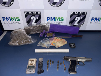 Polícia apreende pistola 9mm de fabricação israelense e drogas após denúncia