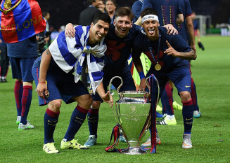 Suárez, Messi e Neymar: trio campeão da Champions pode se reencontrar — Foto: Getty Images