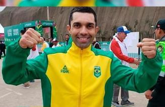 Magno Prado comemora resultado nos Jogos Pan-Americanos de Lima (Foto: Time Brasil)