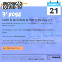 Aplicação da dose de reforço e D2 continua nesta terça em Dourados