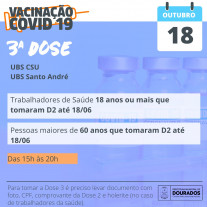 Covid-19: Vacinação acontece na Central e em 2 postos nesta segunda