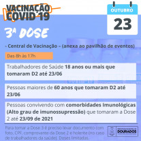 Vacinação contra a Covid-19 acontece na Central da Vacina neste sábado