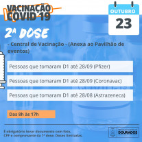 Vacinação contra a Covid-19 acontece na Central da Vacina neste sábado