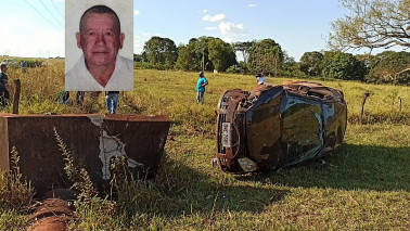 Idoso morre ao capotar carro em estrada vicinal próximo a Santa Terezinha